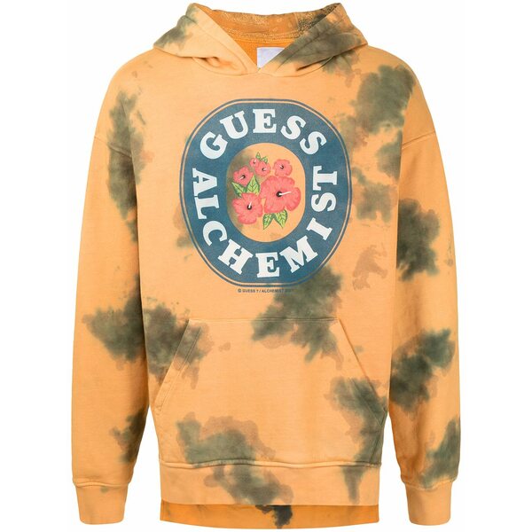 アル化学者 メンズ パーカー・スウェットシャツ アウター Tie-dye cotton hoodie Yellow