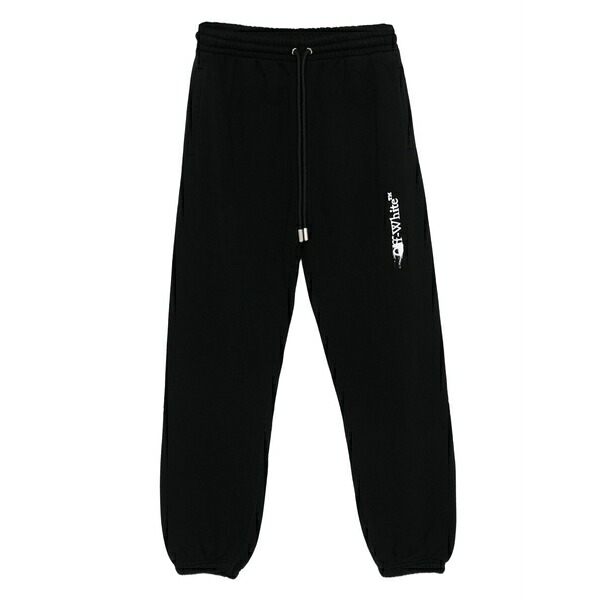 象牙色 メンズ 心地よいズボン下 ボトムス Logo-print drawstring track pants Black