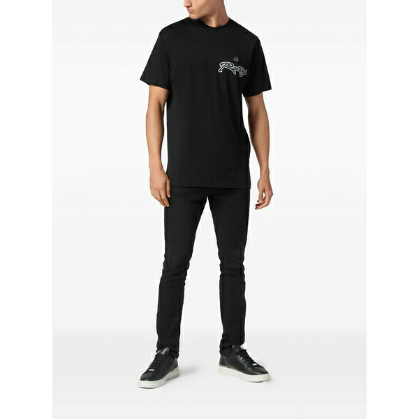 フィリップ飾り気のない メンズ ティーシャツ トップス Stripes hexagon t-shirt  Black
