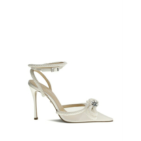 マッハ アンド マッハ レディース パンプス シューズ Pearl bow mesh heeled pumps White