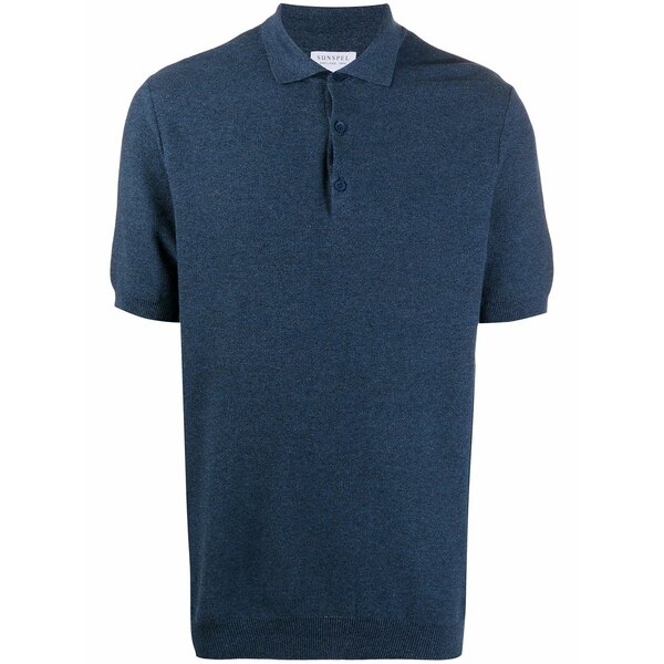 サンスペル メンズ ポロシャツ トップス Textured polo shirt Blue|asty