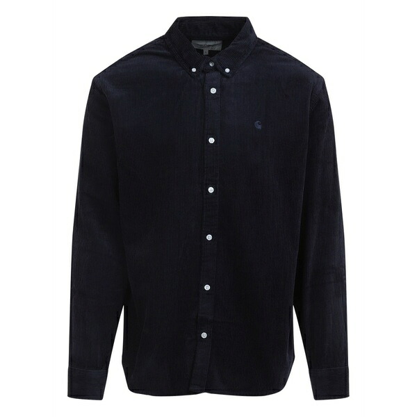 鉄道車両ハート型 メンズ プルオーバー トップス Corduroy buttoned shirt Blue