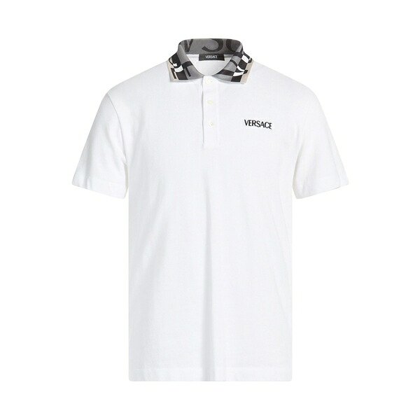 【貨物輸送無料】 ヴェルサーチ メンズ ティーシャツ トップス Polo shirts White トップス-メンズファッション-Tシャツ・カットソー
