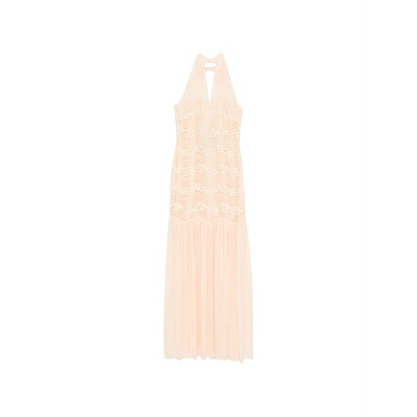 ツイン書き割り レディース 衣裳 トップス Lace-detail pleated maxi dress Pink