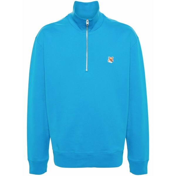 住み家 稲荷 メンズ パーカー・スウェットシャツ アウター Fox head cotton sweatshirt Blue