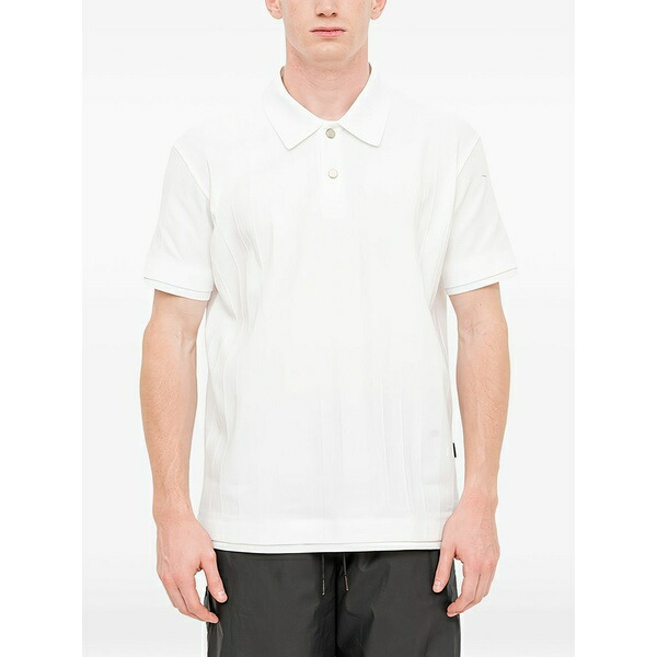 ジュン・ジー メンズ ポロシャツ トップス Ribbed-knit polo shirt White|asty