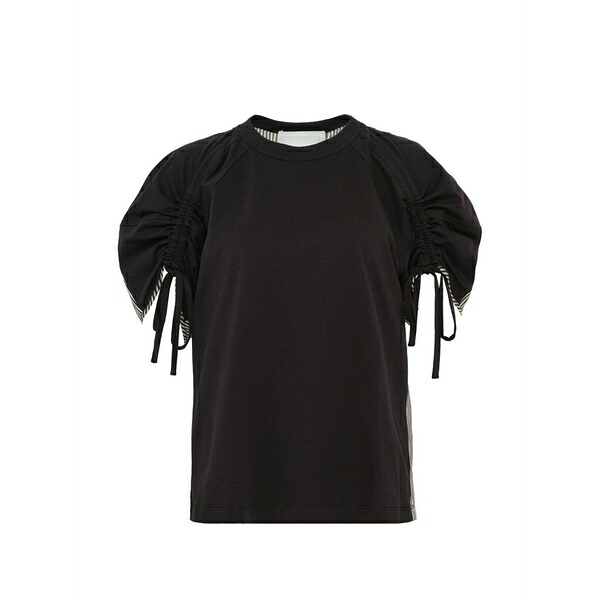 スリーワンフィリップリム レディース プルオーバー トップス Ruched short-sleeve t-shirt Black