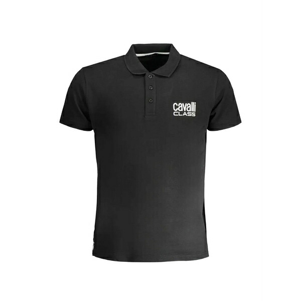 カヴァリ 位置付け/ロベルト・カバリ メンズ スポーツシャツ トップス Logo-embroidered polo shirt Black
