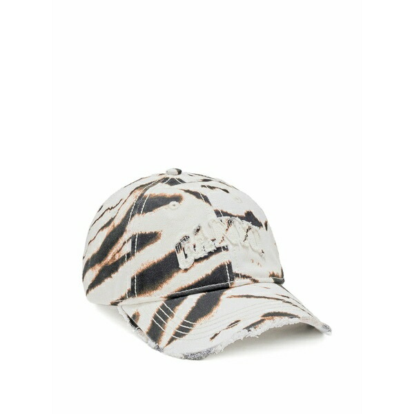 ガニー レディース 鳥打ち帽 付属物 Animal-print frayed baseball cap Neutrals