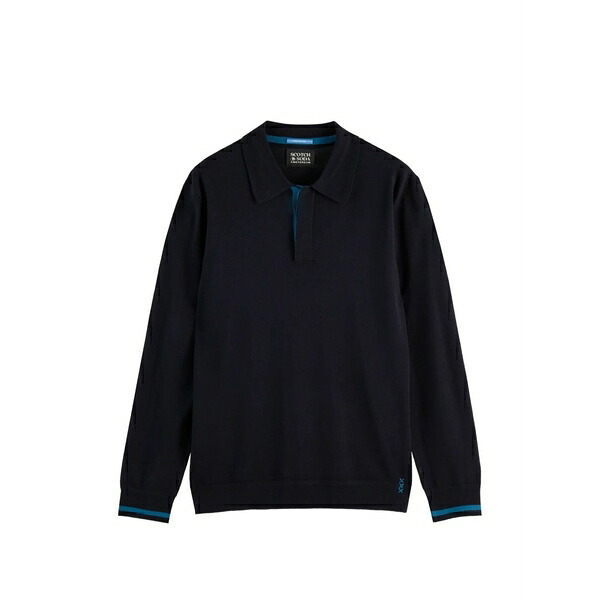スコッチアンドソーダ メンズ スポーツシャツ トップス Long-sleeve knitted polo shirt Grey