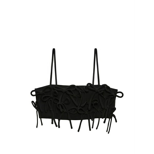 エムエスジイエム レディース カットソー トップス Black cady cropped top Black