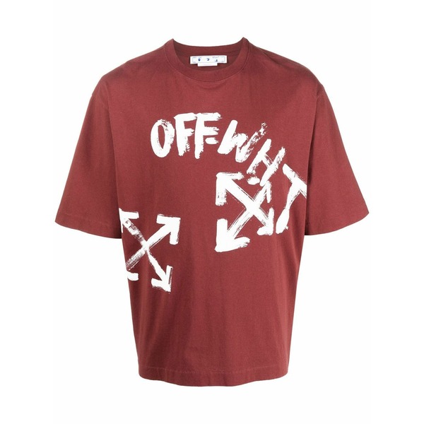 象牙色 メンズ ティーシャツ トップス Arrows print t-shirt Brown