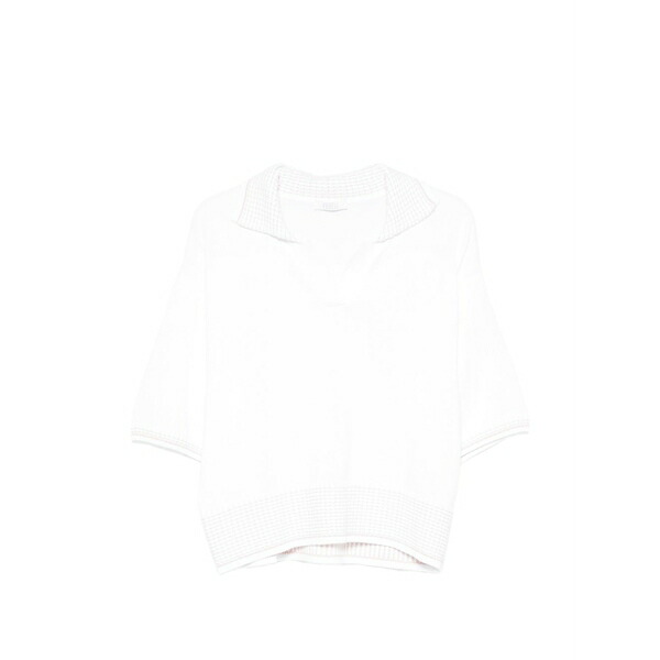フェデーリ レディース 編み物\u0026スウェーター アウター Gingham-check-trim sweater White