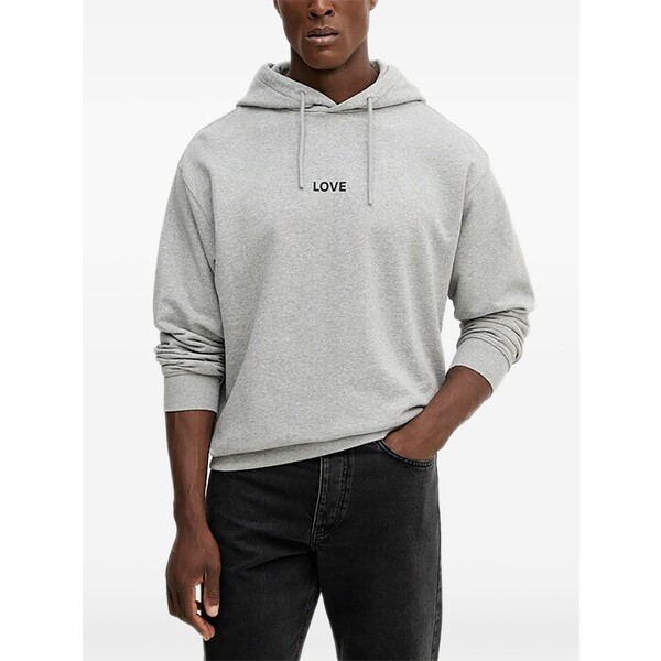 ベネトン  メンズ パーカー・スウェットシャツ アウター Love-print hoodie Grey