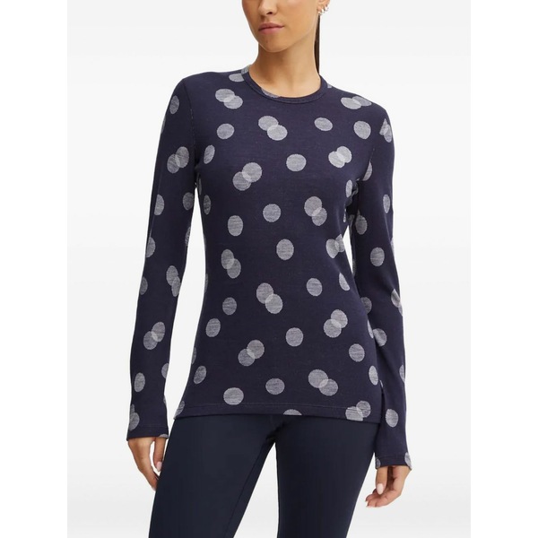 アイスブレーカー レディース ティーシャツ トップス Polka dot-pattern long-sleeved top Blue