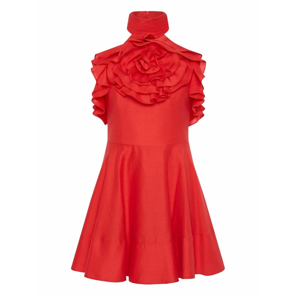 レベッカ・ヴァランス レディース 衣裳 トップス Ruffled halterneck past￡¨que mini dress Red