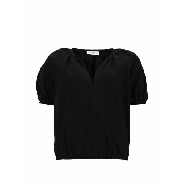 PTトリノ レディース プルオーバー トップス Teresa puff-sleeve v-neck blouse Black