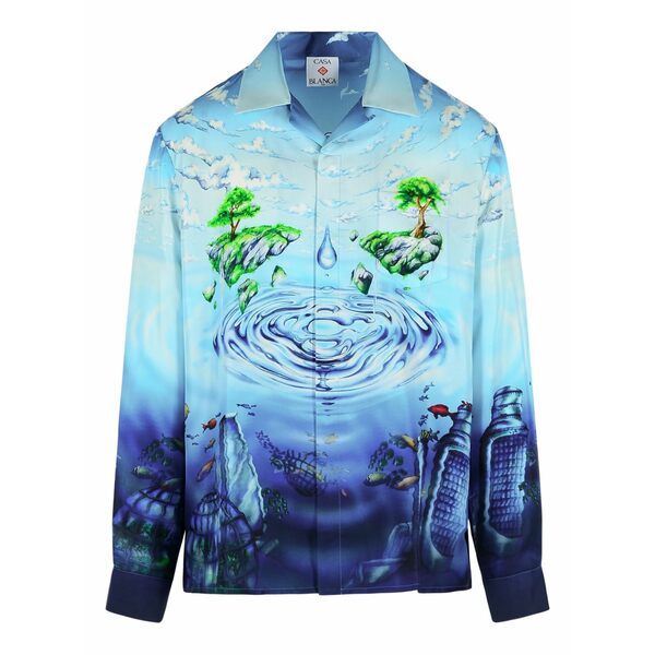 カサブランカ メンズ プルオーバー トップス Lost atlantis silk shirt Blue
