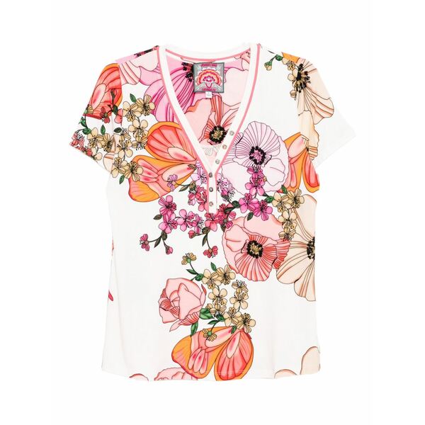 ジョニーワズ レディース プルオーバー トップス The janie favorite short-sleeved henley t-shirt White
