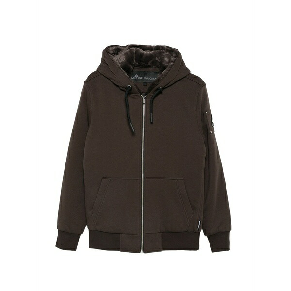 ムースナックルズ メンズ ジャケット&ブルゾン アウター Classic bunny hooded zip jacket Brown|asty
