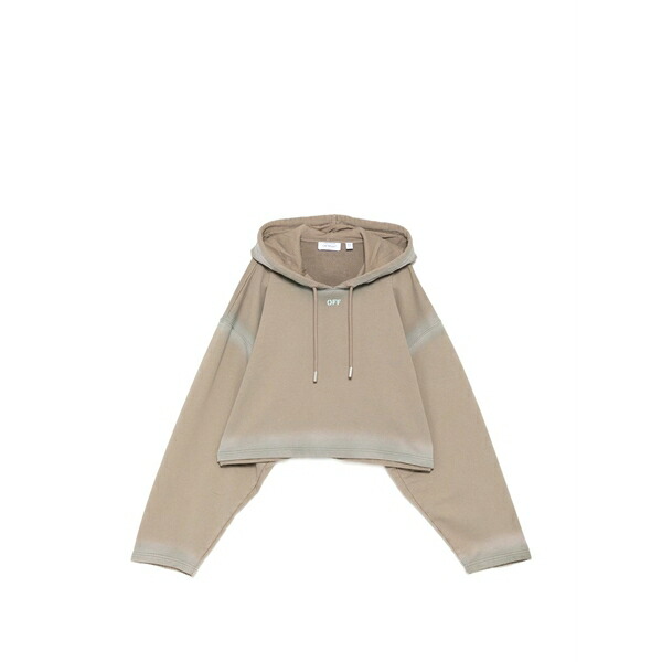 象牙色 レディース パーカー・スウェットシャツ アウター Spray-effect logo stamped hoodie Neutrals