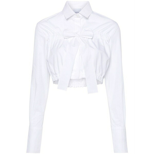 ジャンパトゥ レディース プルオーバー トップス Bow-detail cropped blouse White