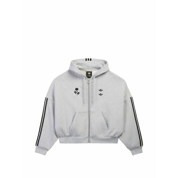 アディダス メンズ パーカー・スウェットシャツ アウター X willy chavarria logo-print zip-up hoodie Grey