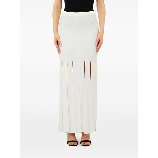 リュージョー レディース スコート ボトムス Fringed maxi skirt White