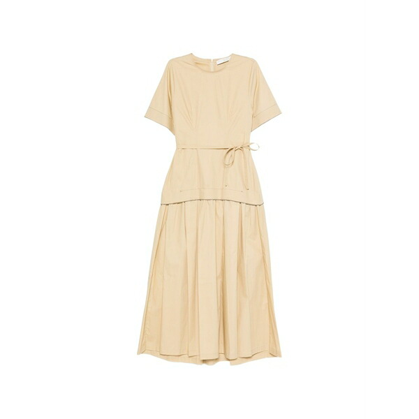 テラ レディース 衣裳 トップス D. lost belted pleated-skirt MIDI dress Neutrals