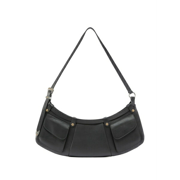 ピンコ レディース ショルダーバッグ 御徒面子 Studded pocket shoulder bag Black