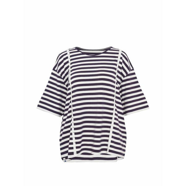 うしろ押し名取り草 レディース プルオーバー トップス Striped buttoned t-shirt Blue