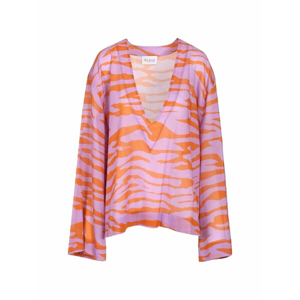 ジ アティコ レディース シャツ トップス Animalier-print v-neck blouse Purple|asty