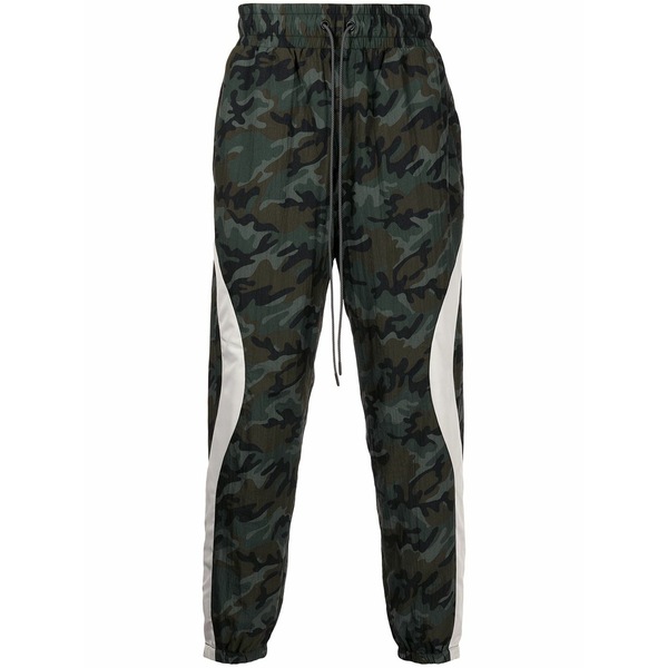 ミストリーハードレアリシーン メンズ 心地よいズボン下 ボトムス Camouflage-print track pants Green