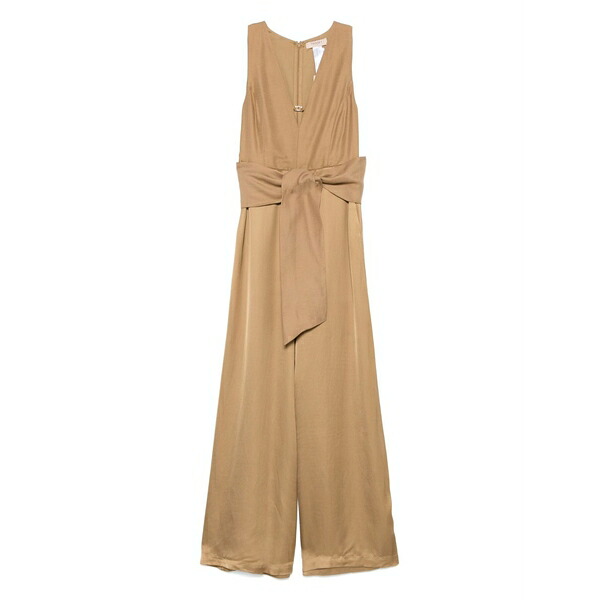 ツイン書き割り レディース 衣裳 トップス Long satin jumpsuit Brown