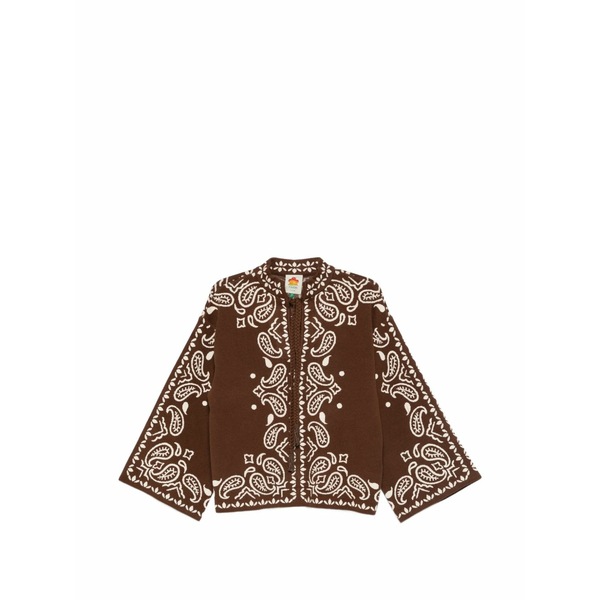 耕園 リオ レディース 編み物\u0026プルオーバー アウター Bohemian paisley long-sleeve sweater  Brown