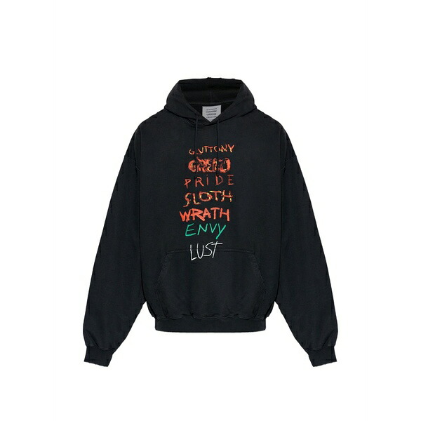 ヴェトモン メンズ パーカー・スウェットシャツ アウター Graphic hoodie Black