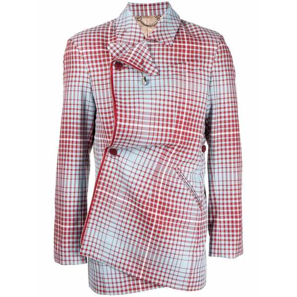 プリンスチャールズ島・ジェフリー レディース 上衣＆上衣 アウター Checked single-breasted jacket Blue