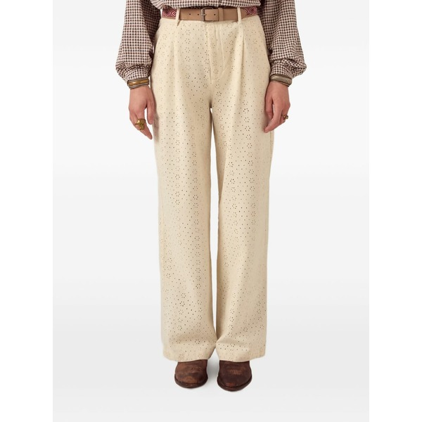 メゾンホテル レディース 心地好いズボン下 ボトムス Theodore embroidered straight-leg trousers Neutrals