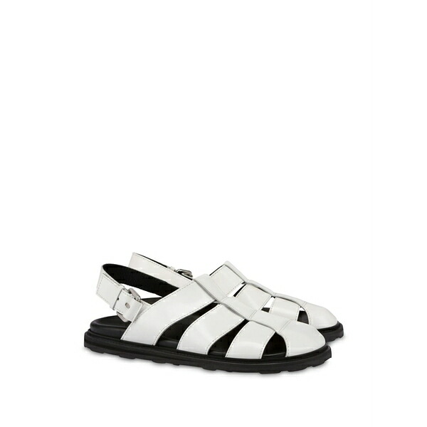 モスキーノ メンズ サンダル シューズ Patent leather sandals White