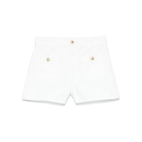真砂ロ レディース 心地好いズボン下 ボトムス High waist denim shorts White