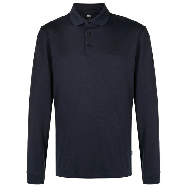 主任者 メンズ スポーツシャツ トップス Long-sleeved polo shirt Blue