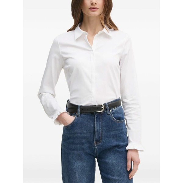 モス モッシュ レディース プルオーバー トップス Mattie ruffled-cuffs shirt White