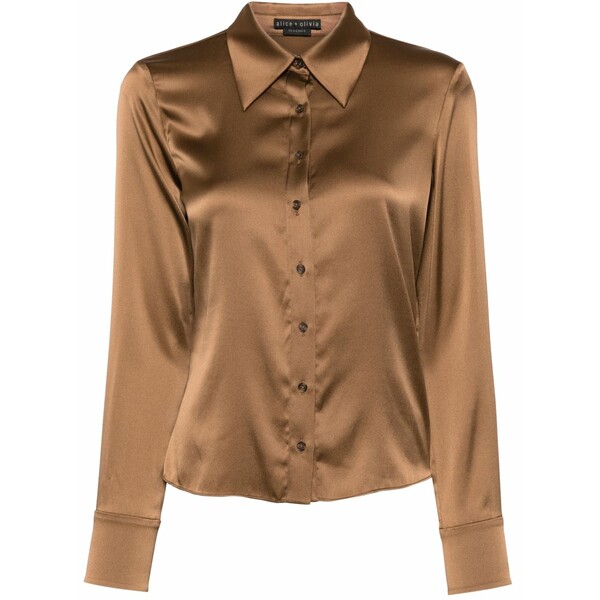 アリス アンド オリビア レディース プルオーバー トップス Willa shirt Brown