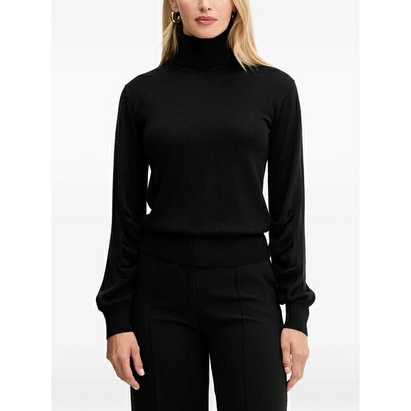 ツイン書き割り レディース 編み物\u0026プルオーバー アウター Roll-neck sweater Black