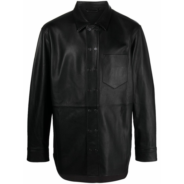 ニールバレット メンズ 上衣＆上衣 アウター Spread-collar leather jacket Black