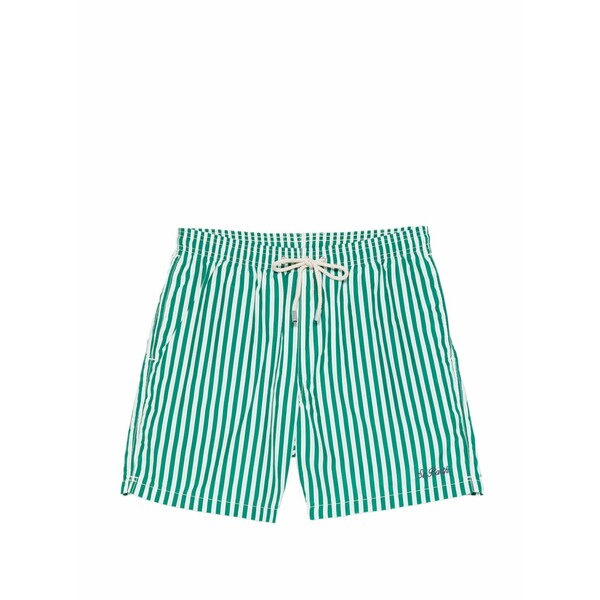 エムシーツーセイントバース メンズ 心地好いズボン下 ボトムス Lighting striped drawstring swim shorts Green