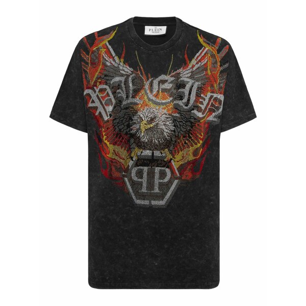 フィリップ飾り気のない メンズ ティーシャツ トップス Graphic eagle-print t-shirt Black