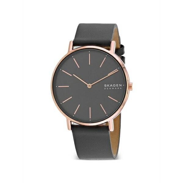 スカーゲン レディース 腕時計 アクセサリー Signatur leather-strap 38mm watch Grey｜asty