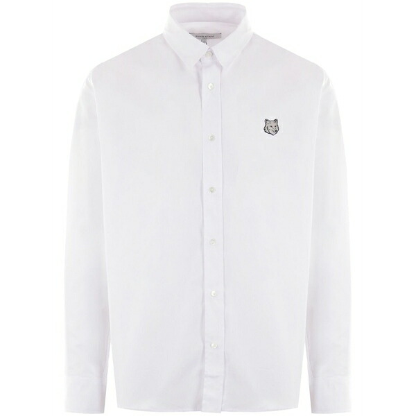 棲み家 狐狸 メンズ プルオーバー トップス Contour fox head shirt White
