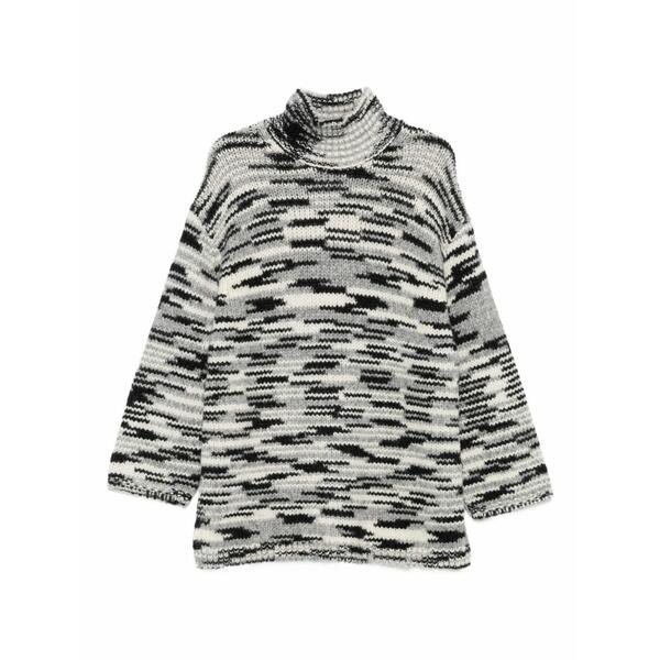 マルコポーロ レディース ニット&セーター アウター Stripe-pattern sweater Black｜asty